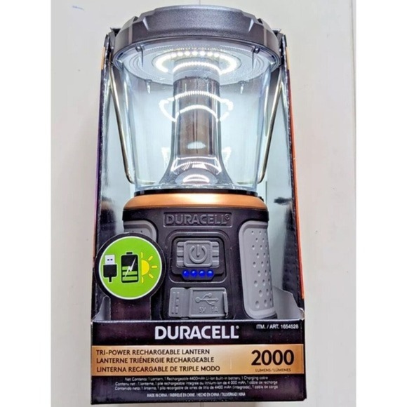 Duracell 2000 Lumens Tri-Power Rechargable Lantern Solar Power Built-In Battery - Picture 10 of 15